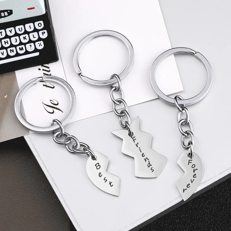 Testimony of The Three Sisters Keychain Friendship Key Chain Best Friend Keyring Pieces Are Stitched Together Into A Heart Shape