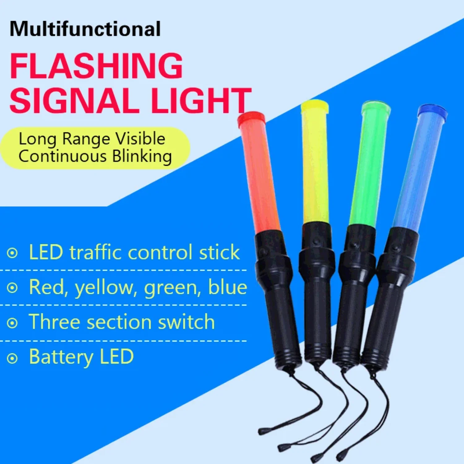 Traffic Baton Safety Signal Warning Flash+Constant Light Outdoor  Traffic Parking  Tactical Flashlight