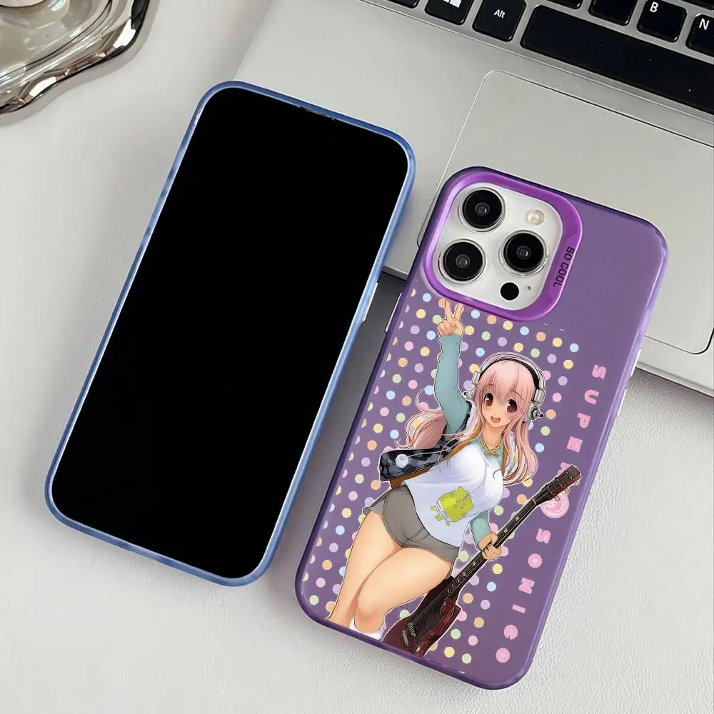 شخصيات لطيف سوبر SO-NI-CO جراب هاتف آيفون 16 15 14 13 12 17 برو ماكس زر معدني مستقل الكهربائي المحمول #2