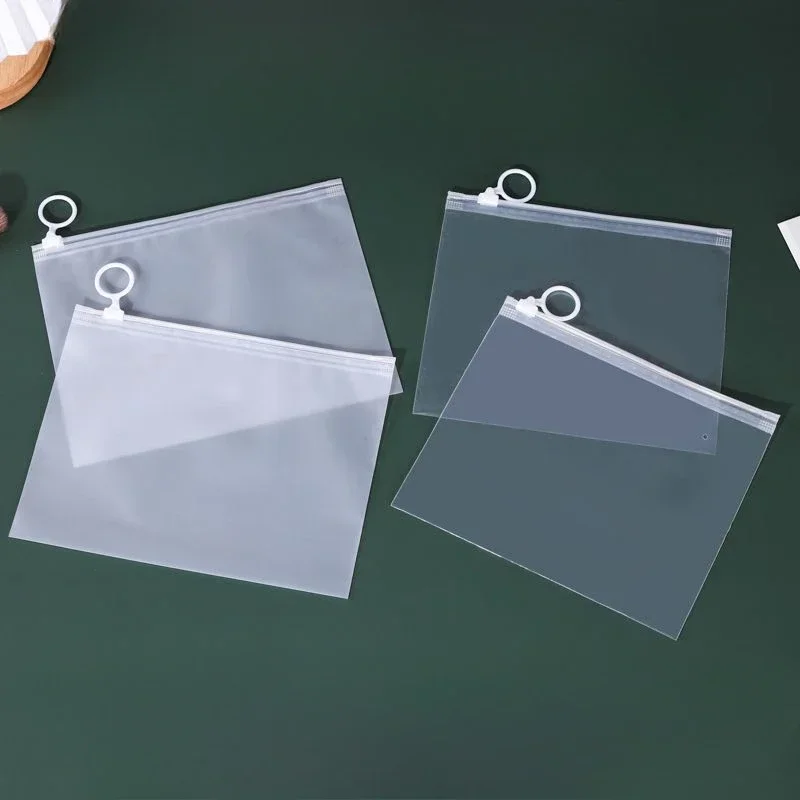 50pcs 당겨 탭 여행 저장 가방 투명 서리로 덥은 지퍼 봉인 된 가방 속옷 양말 편지지 셀프 씰링 포장 주머니