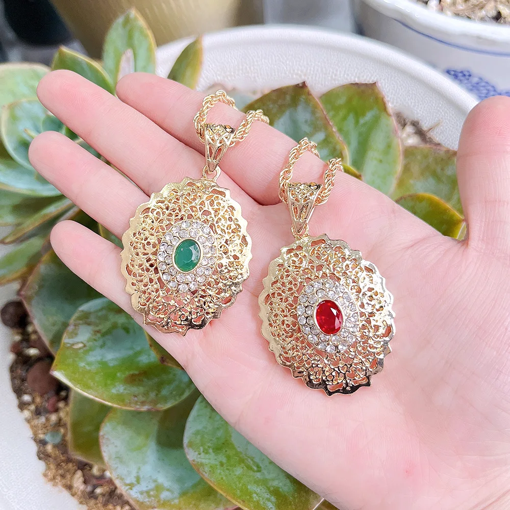 Sunspicems Morocco Long Pendant Necklace Arabic Women Necklace Gold Color Caftan Sweater Chain Bride Wedding Jewelry Gift