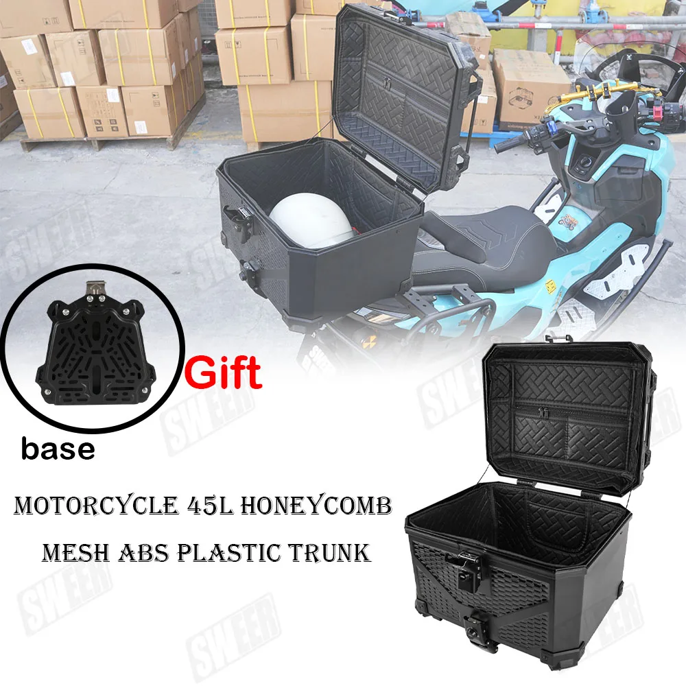 

45L Universal Motorcycle Tail Box Waterproof Large Capacity Scooter Trunk Luggage Storage Case Motorbike Helmet Box