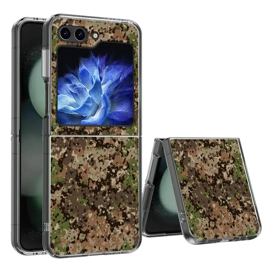 Camouflage Pattern Case for Samsung Galaxy ZFlip 7 ZFlip5 ZFlip6 Z Flip 7 6 5 4 3 ZFlip3 ZFlip4 ZFlip7FE Hard Phone Cover