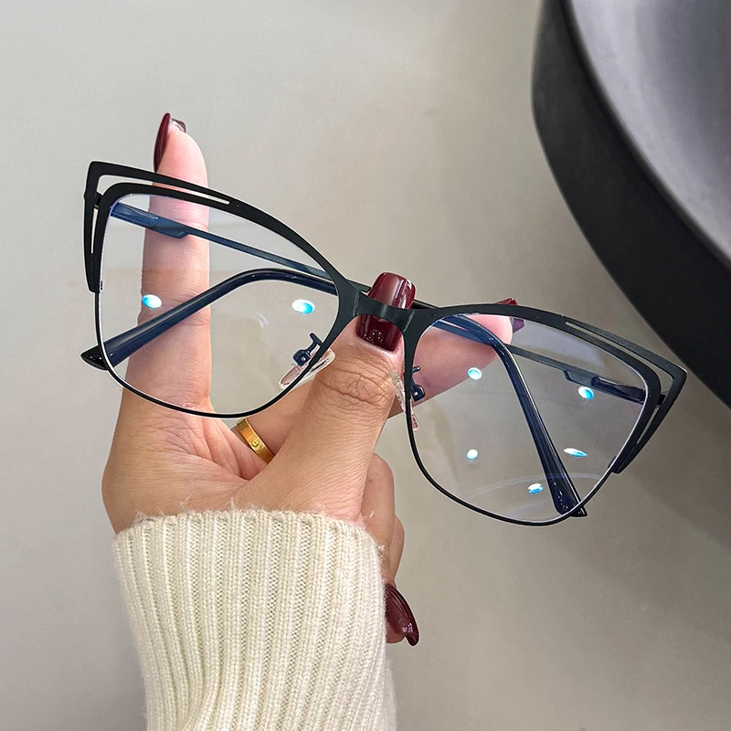 إطار بصري على شكل عين القطة بتصميم مجوف ثلاثي الأبعاد للوجه، ألوان متعددة، نظارات زخرفية عصرية اختيارية