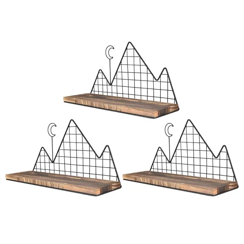 

Деревянные плавающие полки для стен, настенный стеллаж, простой деревянный стеллаж с металлической проволокой, декоративный