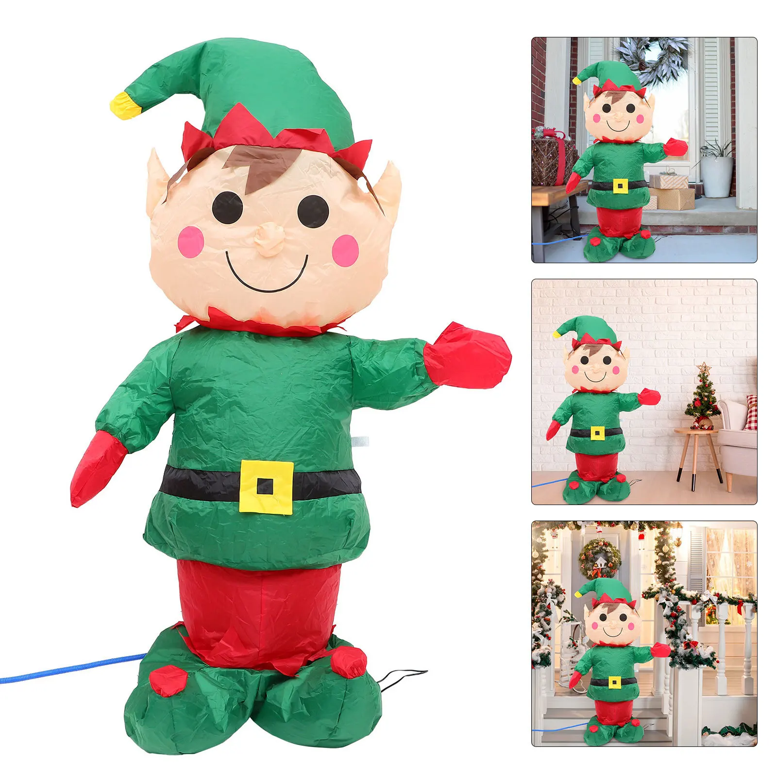 

1Set Shining Inflatable Elf Christmas Ornament Weather-Resistant Outdoor Indoor Decor for Shopping Mall Hotel Party Garden