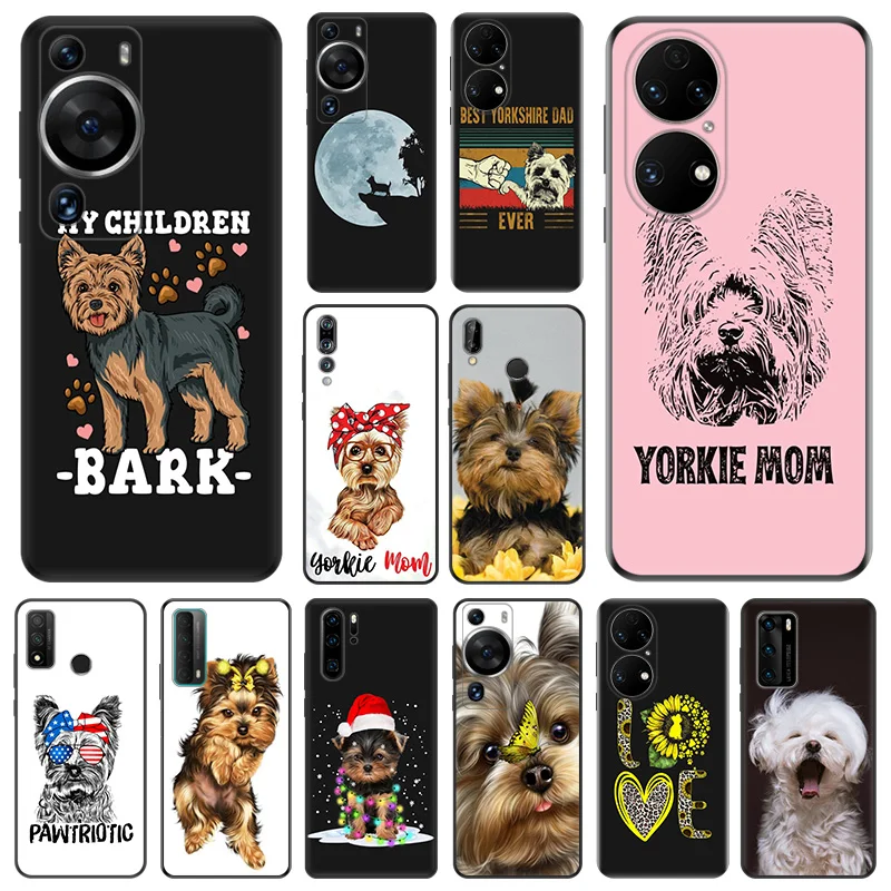 Matte Soft Phone Case for Honor X7 b X8 X9 X6 a 90 70 Magic5 Yorkshire Terrier Dog Puppy Huawei P40 P30 P20 P Smart Black Cover