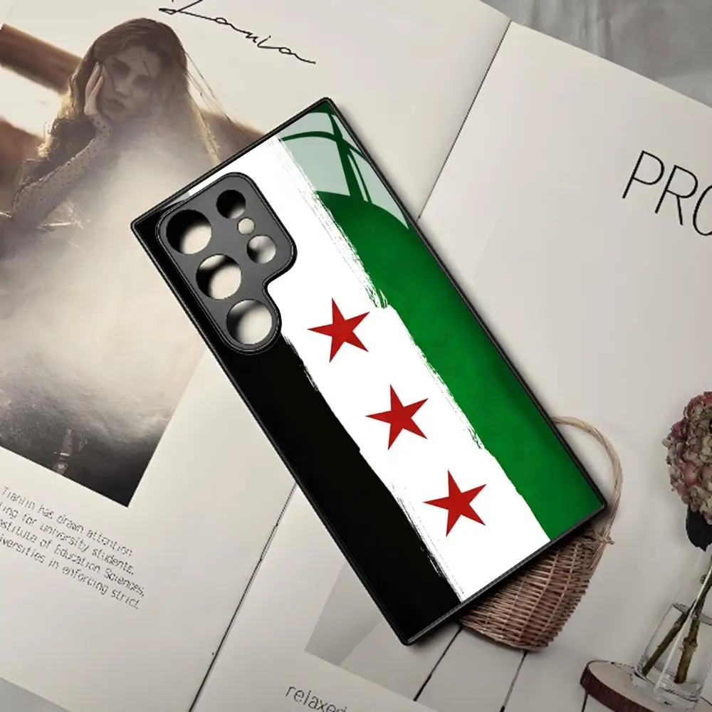 Syria Flag Phone Case for Samsung Galaxy S24 S23 S22 S20 A24 A54 S21 A34 A53 Note20 M54 Fe Ultra Plus Black Glass Cover