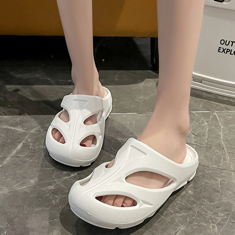 Claquettes et sandales d'été unisexe Cloud Slipper pour la plage et la maison, plates, antidérapantes, en EVA, confortables