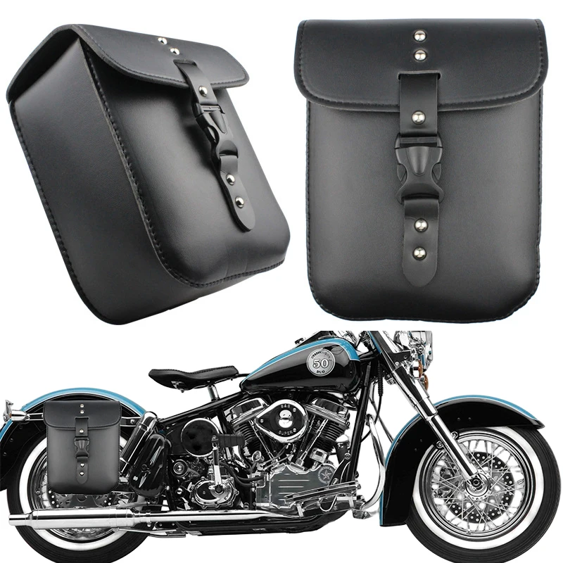 Bolsa Universal para manillar de motocicleta, alforjas de cuero PU, herramientas de almacenamiento, alforjas de barra para Harley Sportster XL883