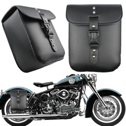 Bolsa Universal para manillar de motocicleta, alforjas de cuero PU, herramientas de almacenamiento, alforjas de barra para Harley Sportster XL883 XL1200