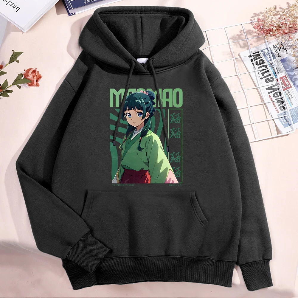 جديد أنيمي يوميات الصيدلي Maomao الطباعة هوديس موضة النساء الرجال الخريف الشتاء البلوز السيدات الشارع الشهير البلوز