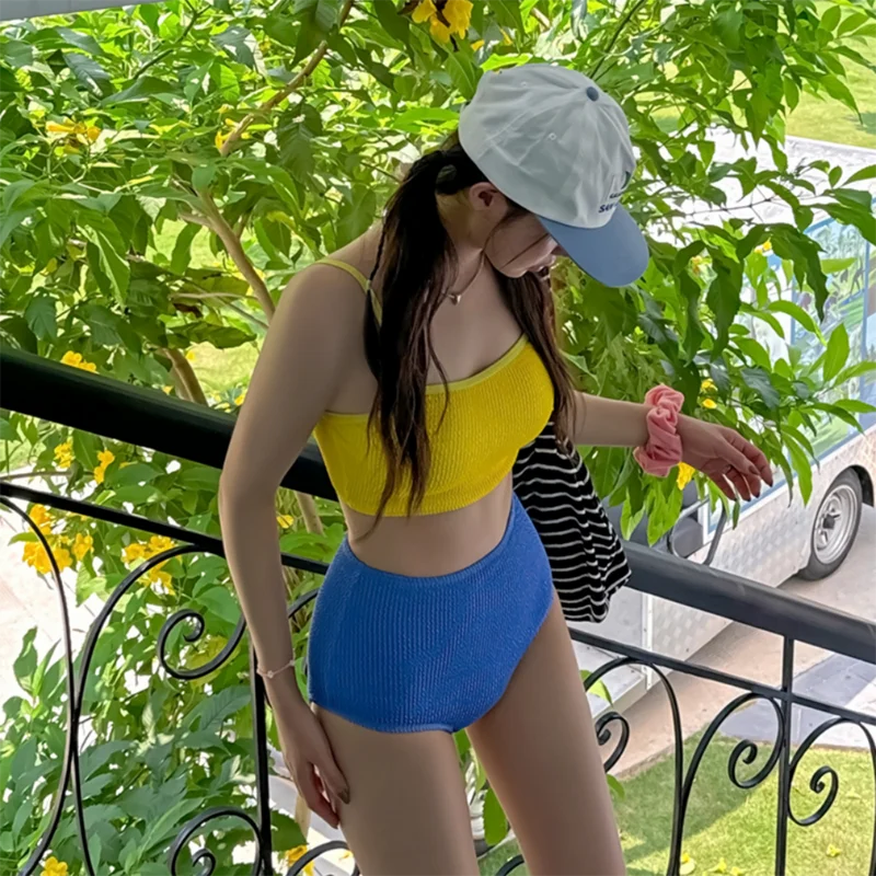 

Sexy Yellow Bikini Women's Strapl Pure Desire Split Swimsuit Trendy Sport Yoga Fitn Fans Supplies 2026 New Arrival