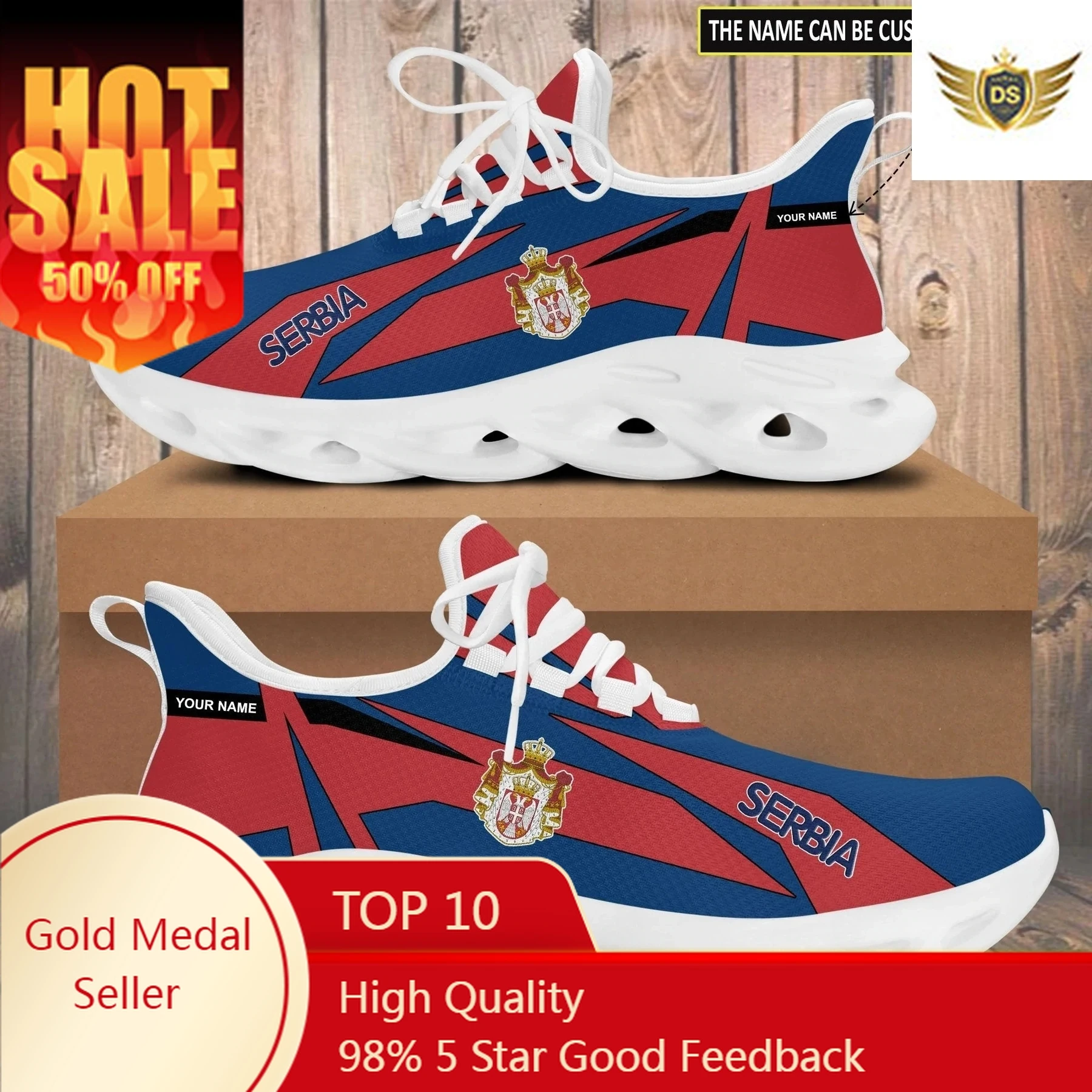 

Casual Shoes For Men Lace Up Sport Sneakers Serbia Flag New Design Breathable Mens Trainers Shoes Lightweight Running Shoes Male