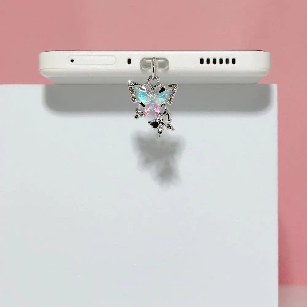 نوع C الغبار التوصيل رائعة فراشة ملحق مناسبة آيفون لشحن باد الغبار أقراط DIY قلادة فتاة هدية #3