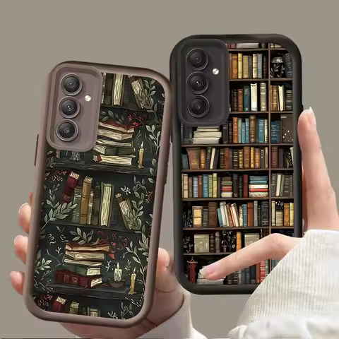 Case for Samsung Galaxy A35 A15 A55 A25 A16 A06 A05 A05S A24 A13 A23 A12 A22 A32 A52 A71 A51 4G Creative Bookshelf Design Cover