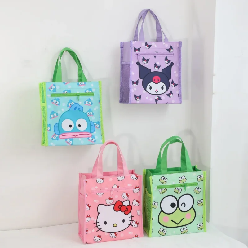 Sanrio Cinnamoroll Kuromi Mymelody Cartoon Water proof Tuition Bag kawaii Anime double-layer Tote Bag art pack Shopping Bag