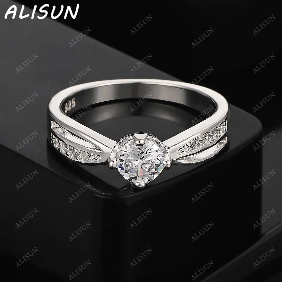 

ALISUN 925 Sterling Silver Size 7-10 Zircon Simple Ring For Women Fashion Jewelry Charm Grace Noble Wedding Accessories