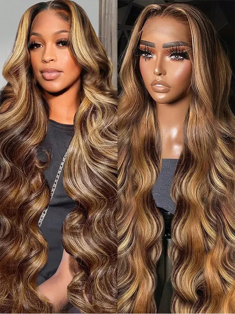 Body Wave 4/27 Honey Blonde 5x5 Guless Wig Humain Hair 13x4 HD Transparent Lace Front Wig human Hair For Women  250% Density