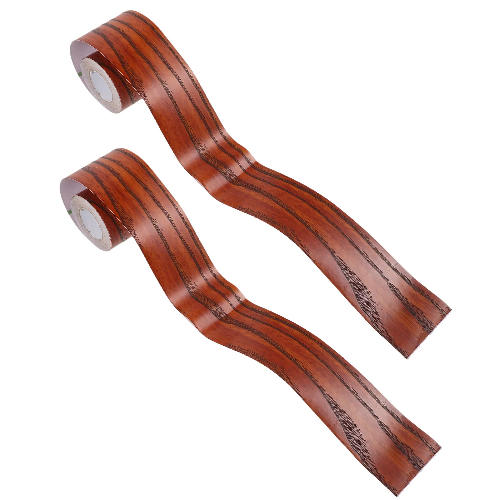 2 Rolls Wood Grain Peel and Stick Skirting Board Cover Self Adhesive Flexible Wall Base Molding Trim for TV Background Bedroom