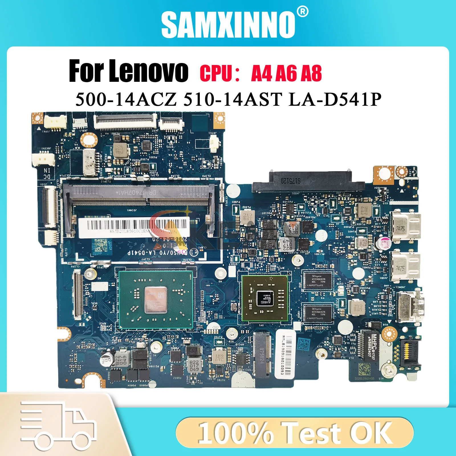 

For Lenovo Yoga 510-14AST Laptop Motherboard LA-D541P with A6 A9 CPU DDR4 UMA 100% Fully Tested