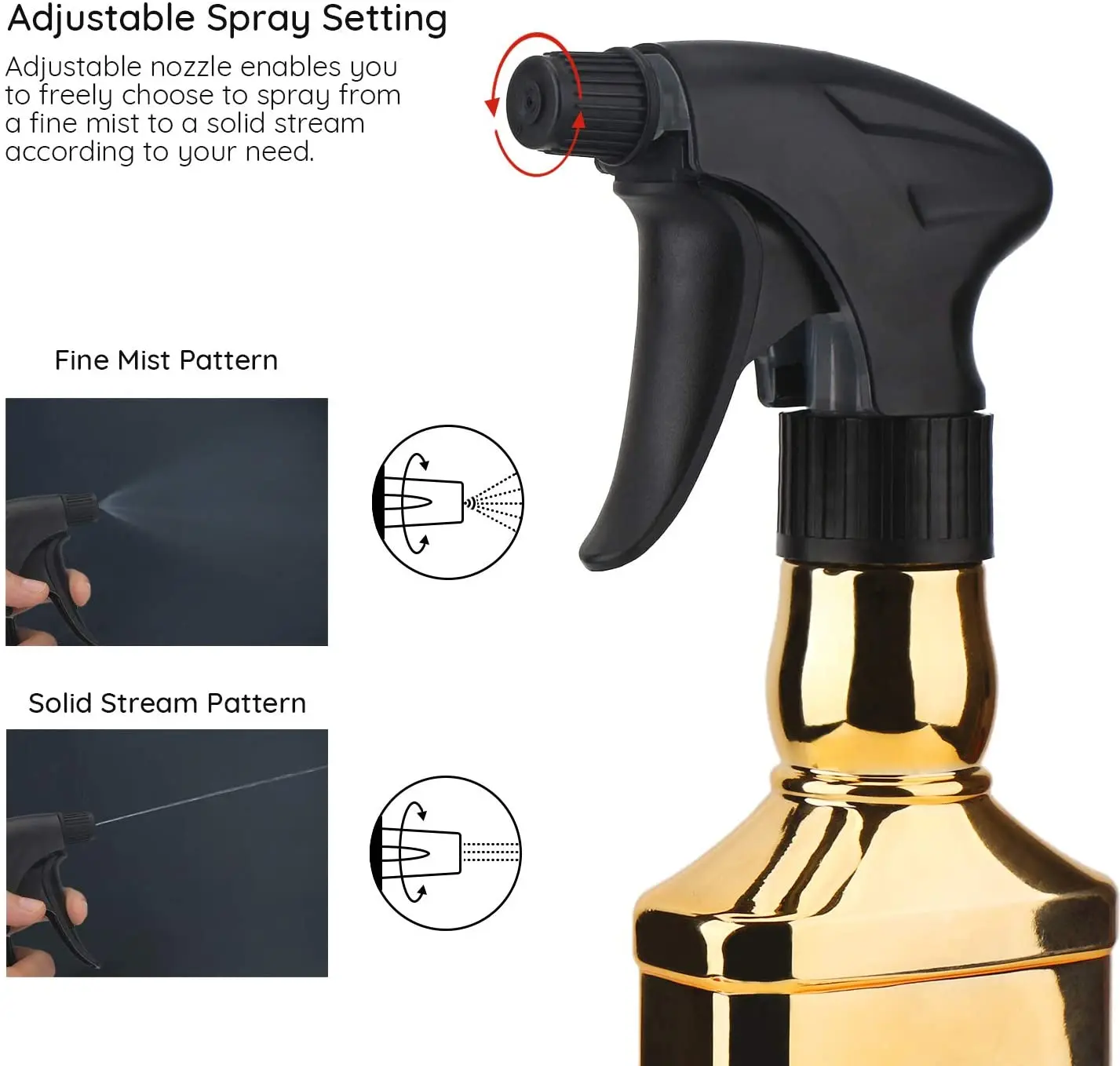 Botella pulverizadora de 350ML, 1 piezas, superficie galvanizada