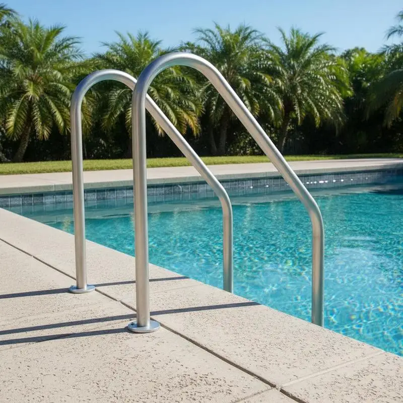 

Swimming Pool Safety Bar 36 x 13 inch For Inground Pools Spas Docks, Aluminum Base Plate Installation Humanized Design Mounting Hardware Included