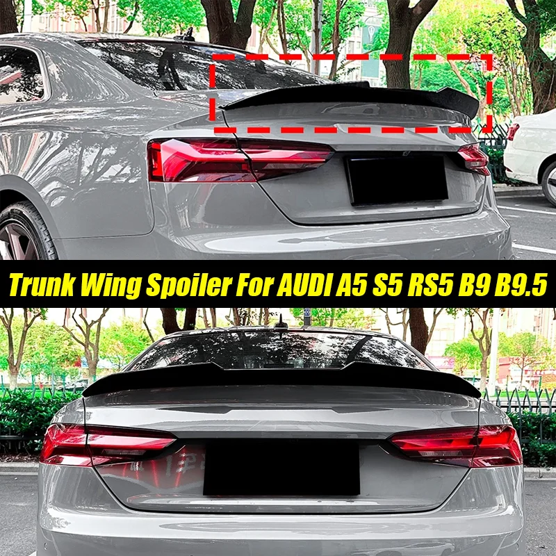 

For Audi Accessories A5 S5 RS5 Coupe 2-Door B9 2018-2025 Car Ducktail Rear Wing Spoiler Gloss Black Rubber Universal 121cm