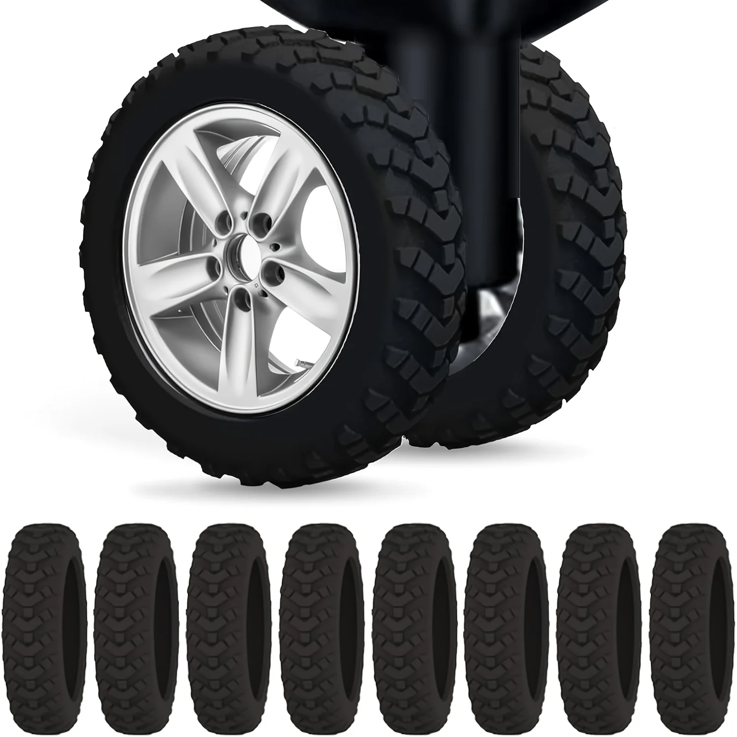 8Pcs Suitcase Wheel Covers, Silicone Trolley Wheel Protectors, Noise Reduction Anti-Slip Swivel Wheels, Handbags, Chair Casters
