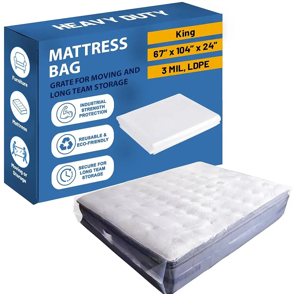 , Mattress Bag for Moving & Storage, Heavy-Duty Mattress-Protector Cover, Waterproof Mattresses Storage Bags, Polyurethane, T