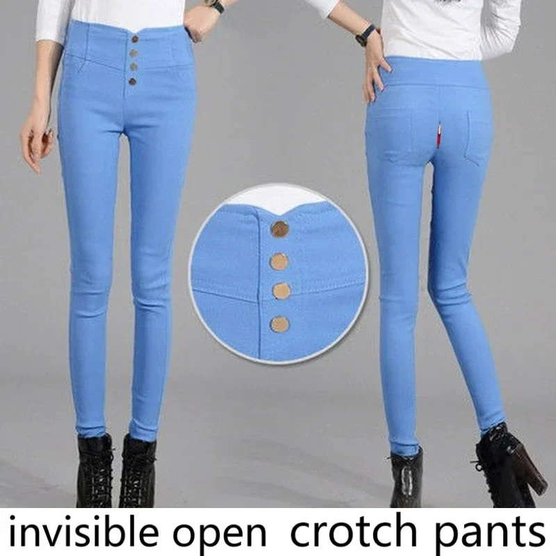 Open-Crotch Pants [Multi-Color Multi-Size Elastic Pants] Candy Bright Color Ankle-Length All-Matching Magic Pants Female