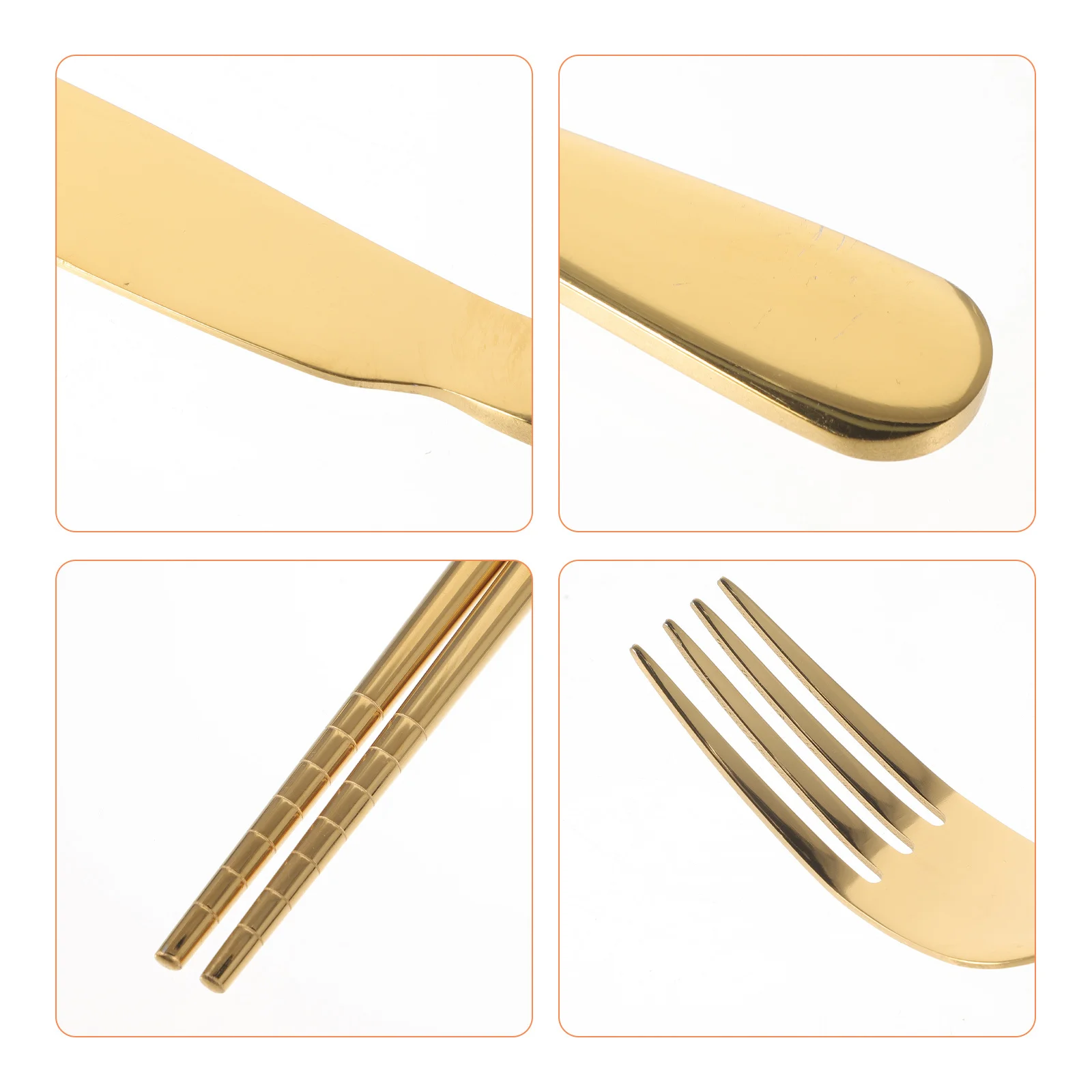 

1Set Metal Chopsticks Silverware Case Portable Travel Utensils Durable Lightweight Fork Spoon Set for Camping Picnic Hiking Bbq