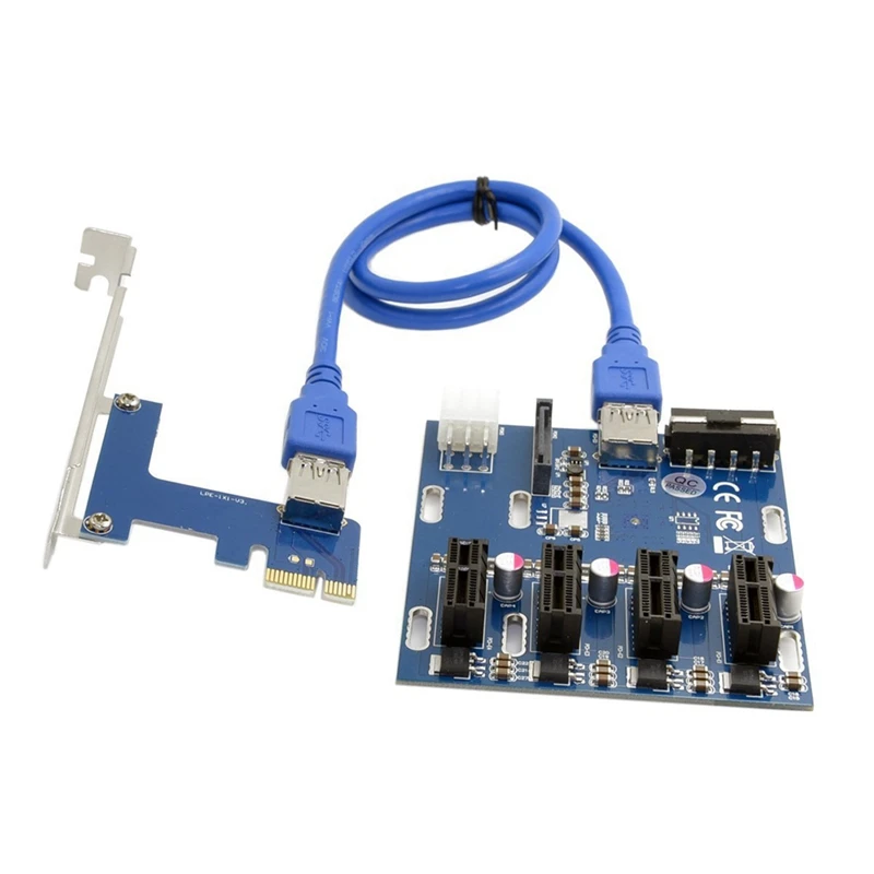 

NEW-Add In Card Pcie 1 To 4 PCI Express Riser Card Mini ITX To External 4 PCI-E Slot Adapter Pcie Port Multiplier Card