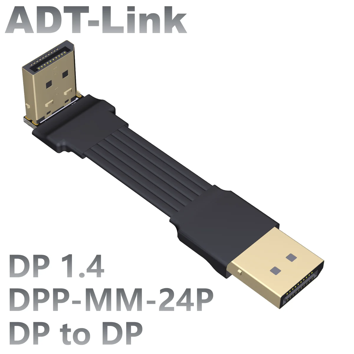 ADT-Link Shielded DisplayPort V1.4 Flat Cable 165Hz Display Port Adapter GPU Video PC Laptop TV DP1.4 Displayport Ribbon Cable