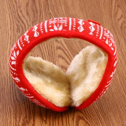 Earflap Adults Earmuffs Cold Christmas Red Snowflake Yarn Protection Soft Plush Ear Warmer Windproof Unisex Knitted Comfortable