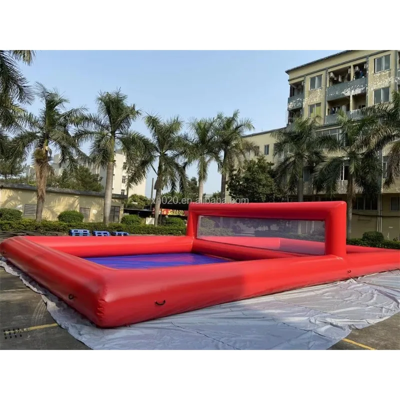 2026Popular campo de voleibol de agua inflable cancha de tenis inflable portátil eventos deportivos de voleibol para equipos al aire libre
