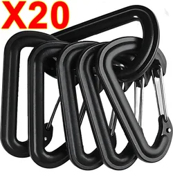 5/10/20pcs D Shape Plastic Carabiner D-Ring Key Chain Spring Hook Backpack Molle Carabiner Clasp Outdoor Camping Tool 56*35mm