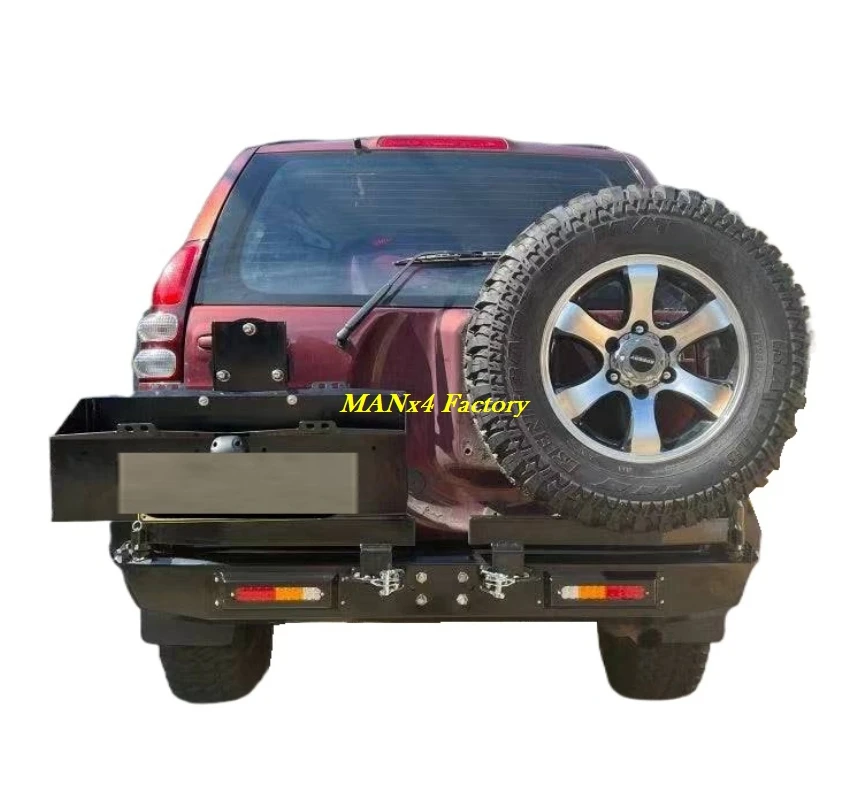 

MANX4 Lc120 Steel Rear Bumper with Jerry Can Holder and Wheel Bracket for Prodo Fj120 GX470