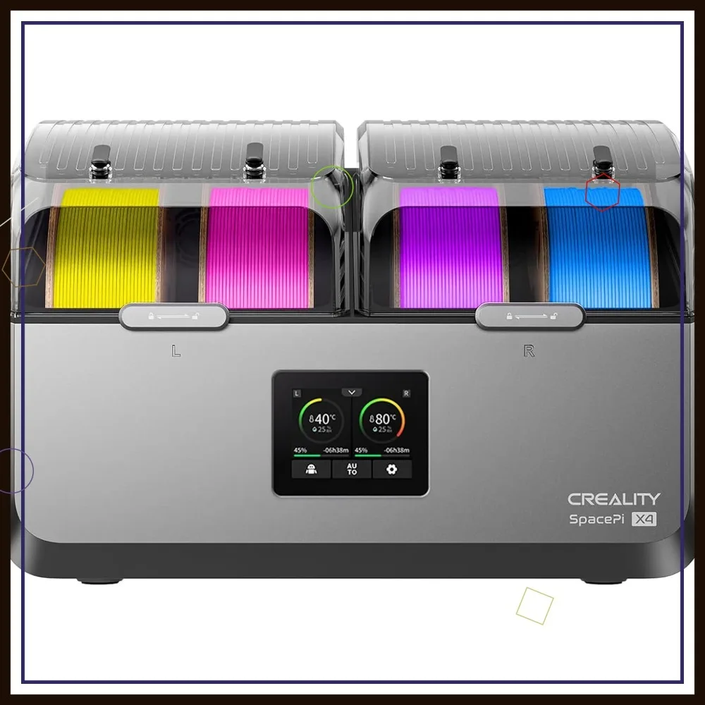 

4-Spool Filament Dryer Box with Dual PTC Heating, Dehydrator Storage for 1.75/2.85mm PLA PETG ABS Nylon