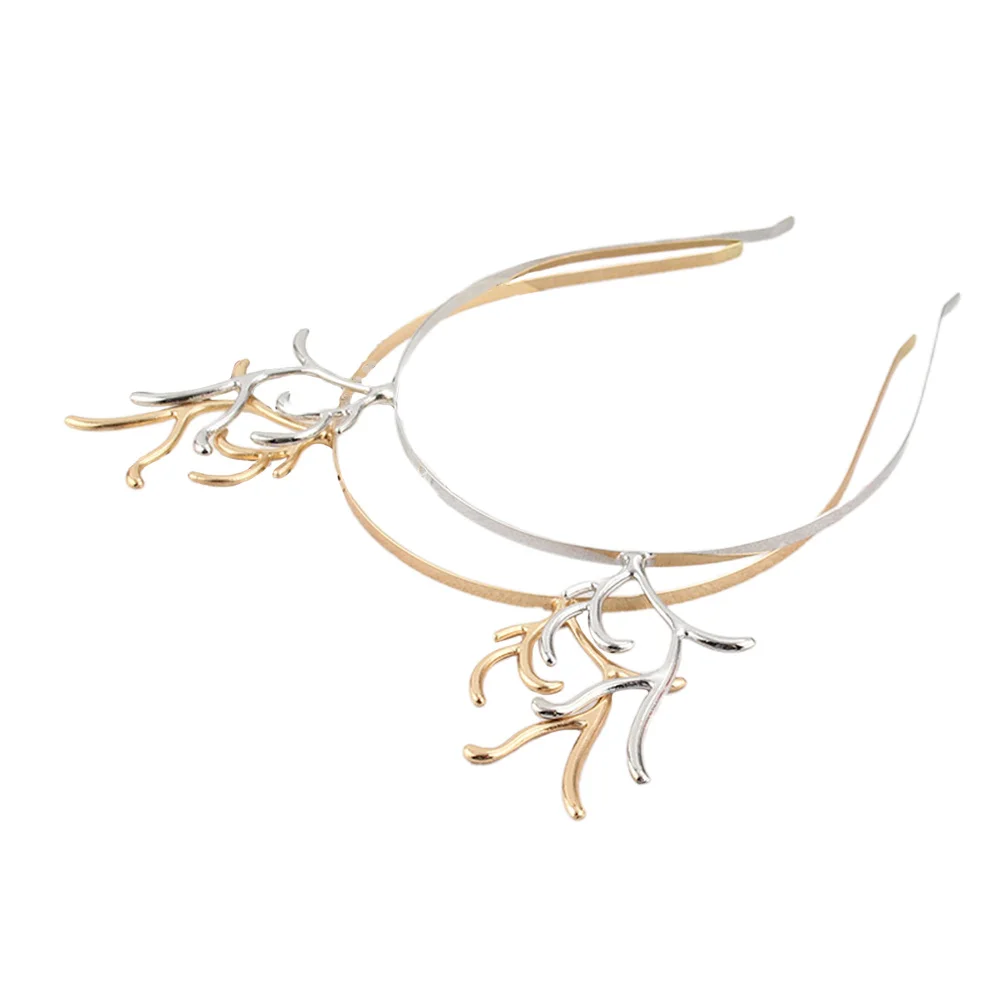 

2pcs Antlers Hair Hoops Golden Silver Lightweight Party Supplies Christmas Festival Cosplay Performance Headdress Photo Props
