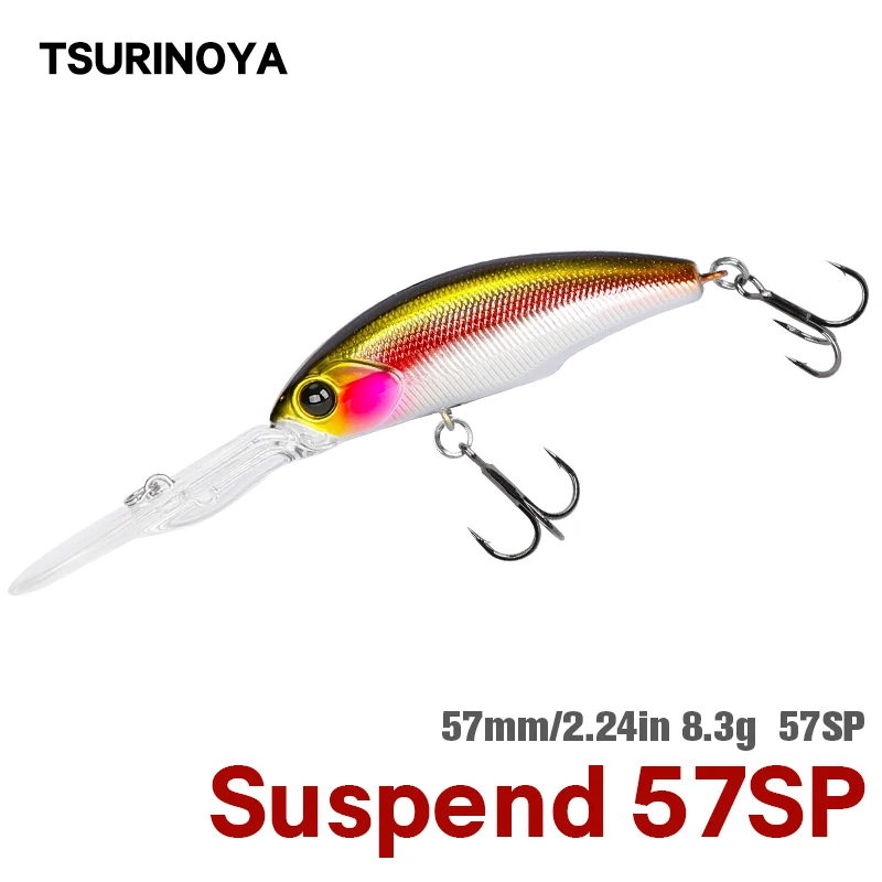 TSURINOYA 57SP Deep Dive Suspending Minnow SHAD Fishing Lure EXPLORERS 57mm 8.3g Long Casting Hard Baits Bass Pike Jerkbait