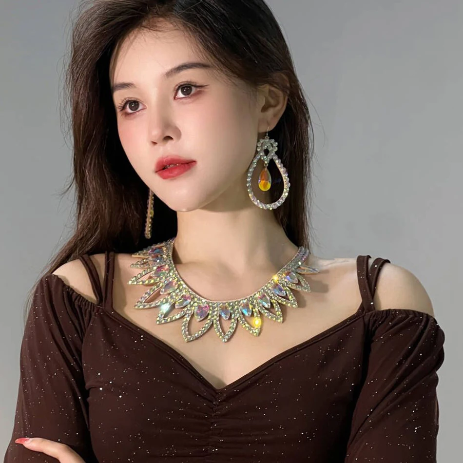 Belly Dance Necklace Handmade Hot Diamond Performance Oriental Dance Set Necklace Accessories