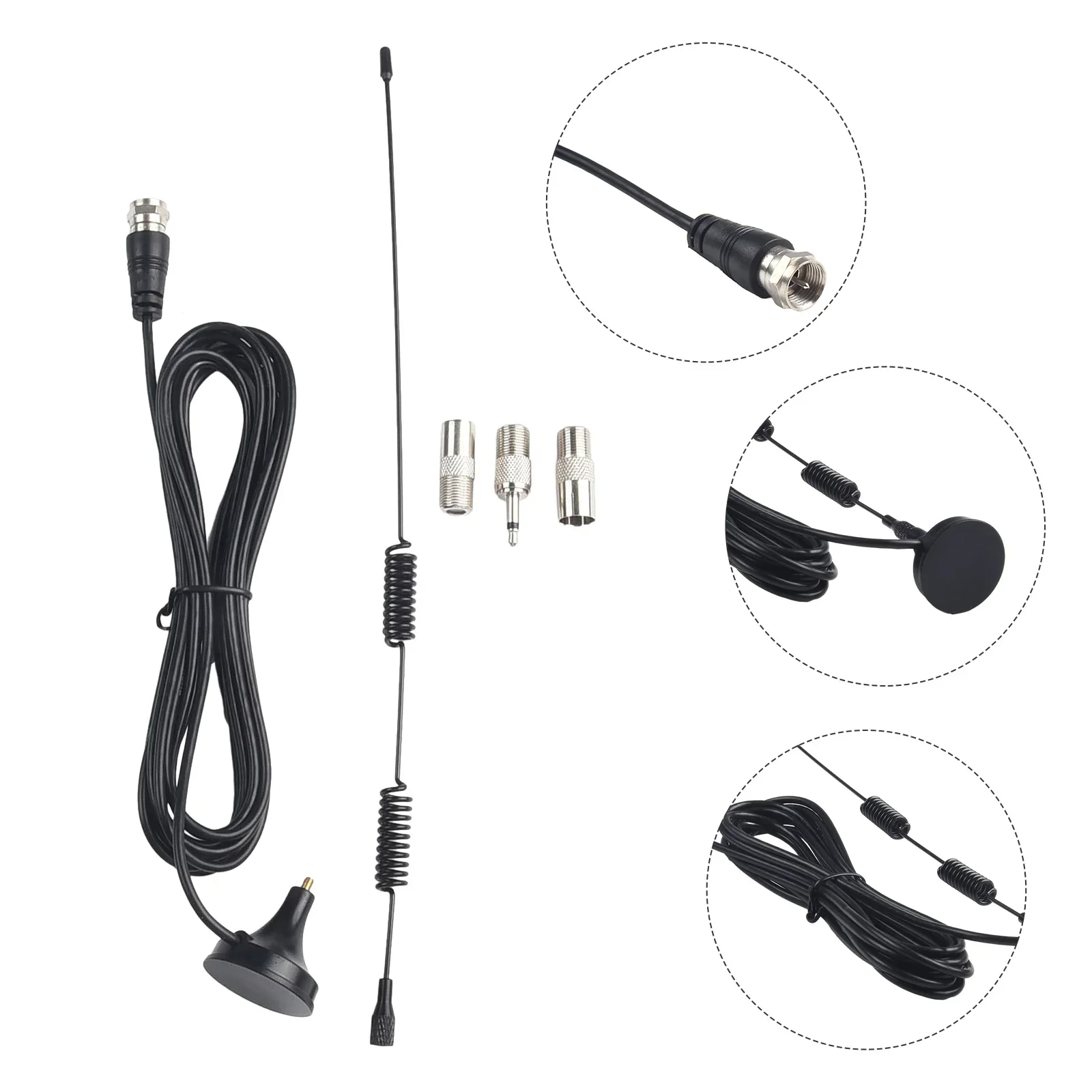 Magnetic Base Antenna 300cm Cable Connector Adapter DAB Antenna F Type Male Connector FM Radio For Indoor Digital Audio