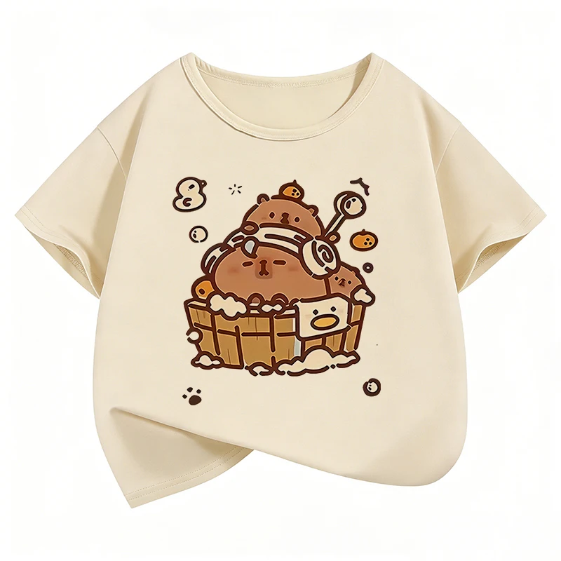 Cartoon Capybara Kurzarm-T-Shirts Manga Kinder T-Shirt Jungen Mädchen Sommer Frühling Lässiges Oberteil T-Shirt