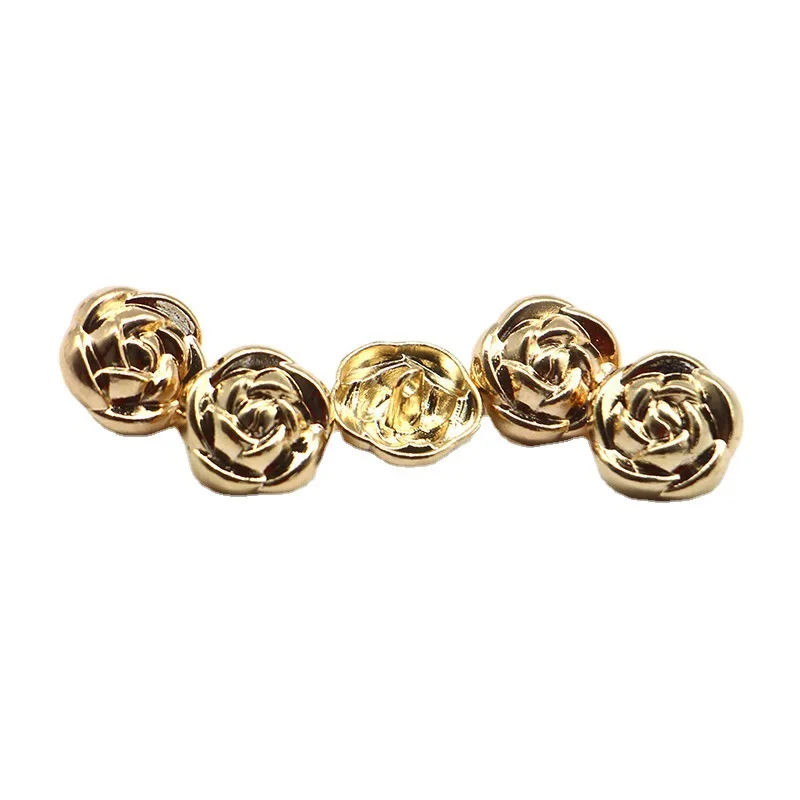 10szt Vintage Metal Rose Flower Buttons Szycie Koszule Swetry Płaszcze Trzonek Guzik DIY Ręcznie robione Akcesoria 10/15/18/20mm