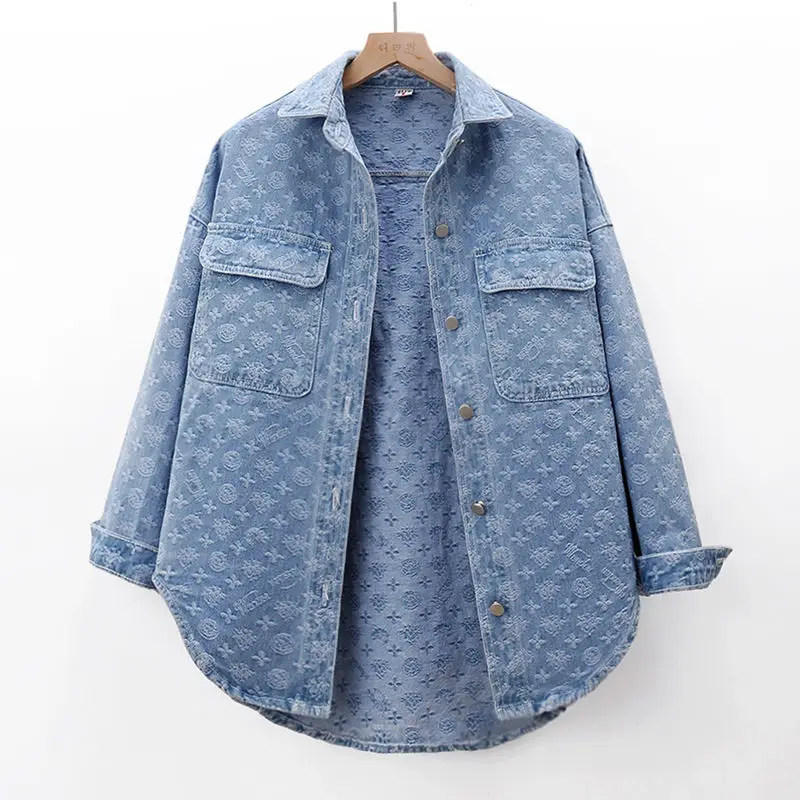 

Women's Autumn Spring Top Coat Shirt Embroidery Jacquard Print Long Sleeve Comfortable Loose Design Fashion Soft Niche Versatile