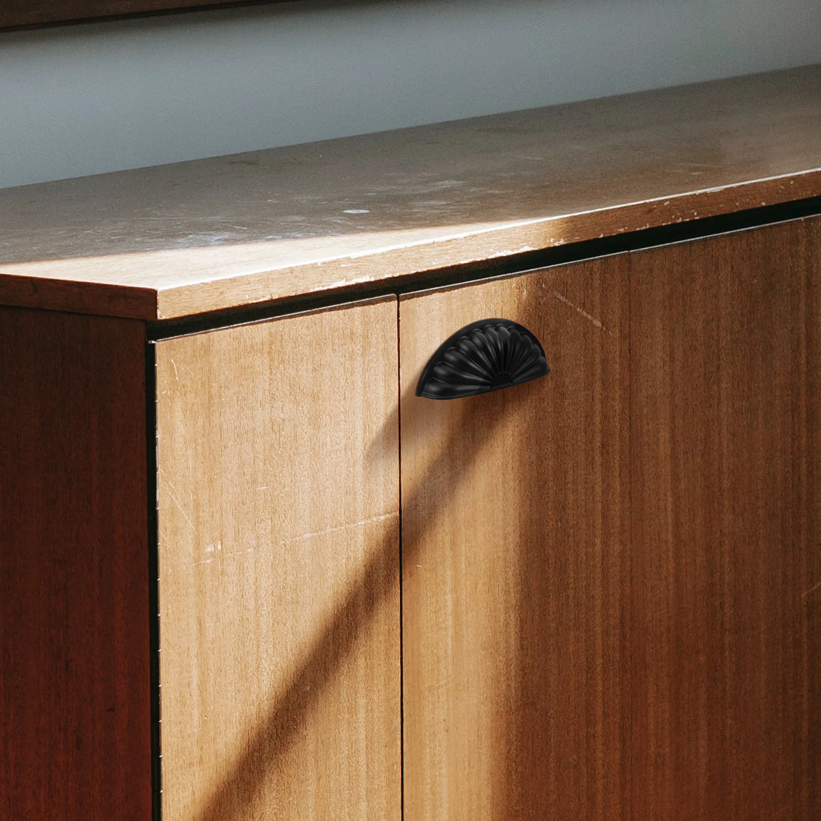 

2 Pcs Furniture Drawer Handle Decorative Cabinet Knobs Pull Black Metal Dresser Handles Desk Pulls Cup