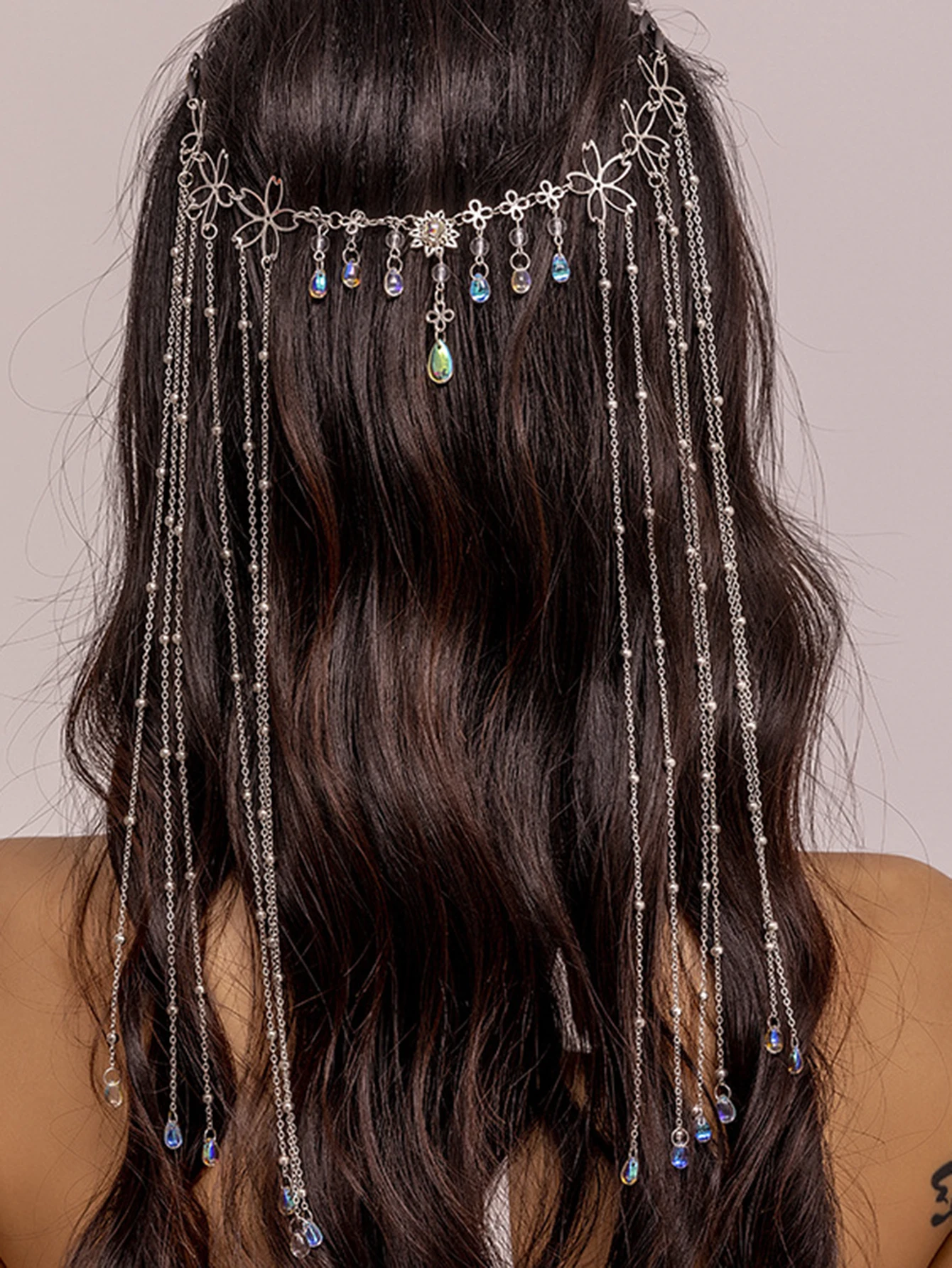 Girls New Style Long Fringe Head Chain Female Ancient Style Bride Forehead Hair Accessories Headwear