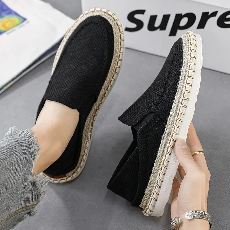 Men's casual shoes straw fisherman old Beijing cloth breathable men's lazy trend foot driving shoes