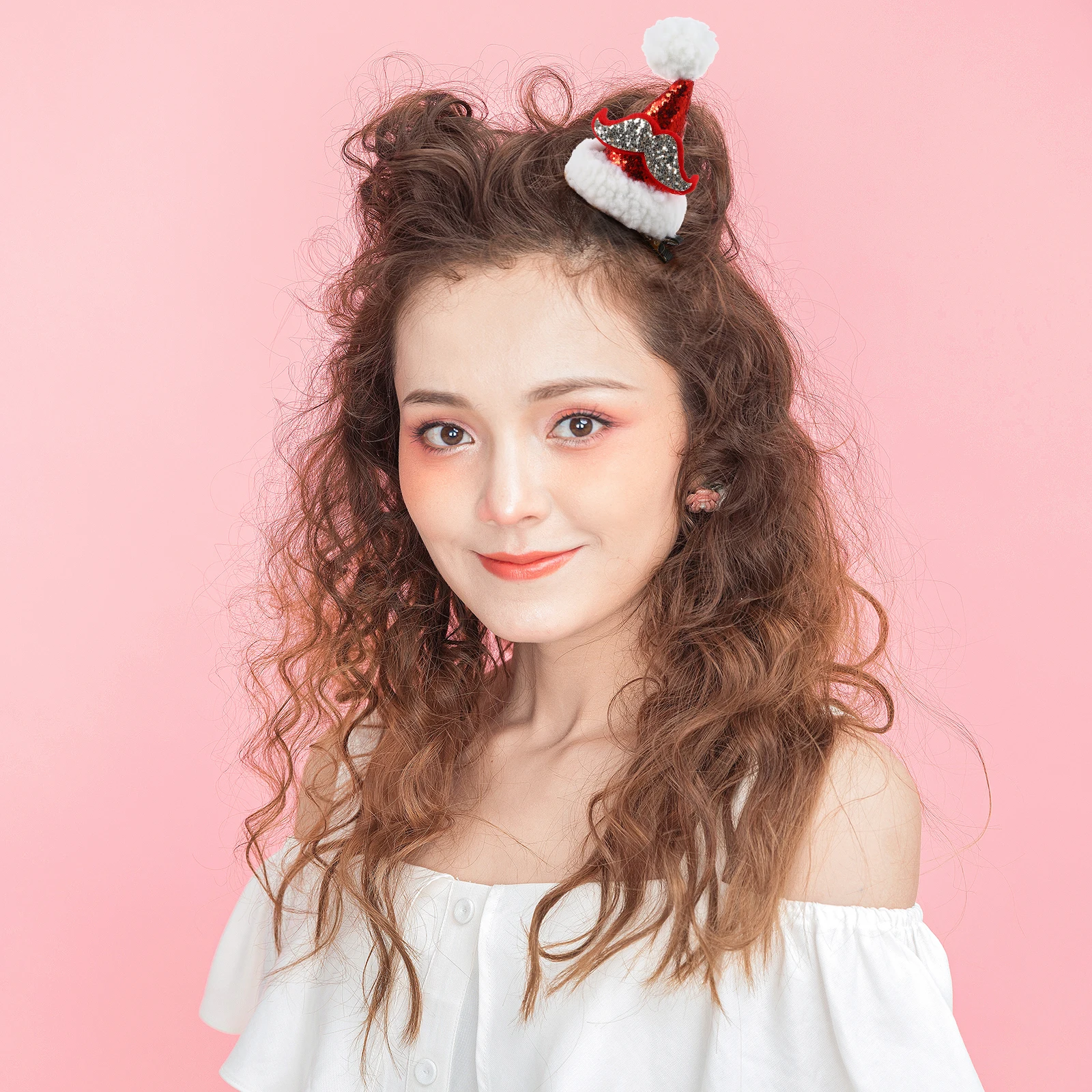 

6 Pcs Christmas Hat Hairpin Decorations Duck Billed Clips Holiday for Duckbilled